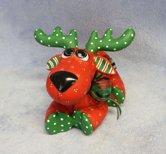 Christmas Moose Christmas Deer Hand Painted Ceramic Chris Moose Merry Moose Ceramic Stuffed Moose Holly Berry Print Moose Deer Etsy UK