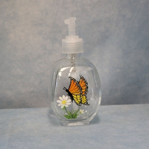 Hand Painted Monarch Butterfly Soap Dispenser: Kitchen Decor