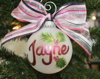 Pink Holly Personalized Name Ornament , Days of our Lives ornaments, Horton ornaments, hand-painted, name personalized ornaments