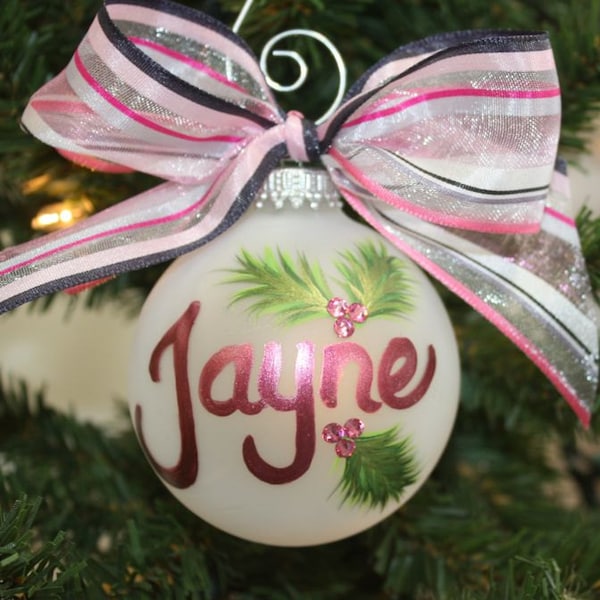 Pink Holly Personalized Name Ornament , Days of our Lives ornaments, Horton ornaments, hand-painted, name personalized ornaments