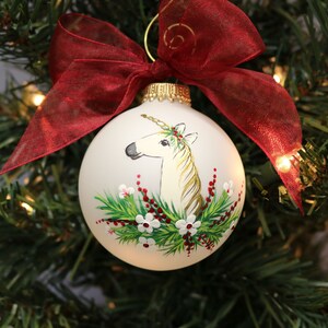 Christmas Unicorn Ornament, hand painted Unicorn Christmas ornament, Unicorn Custom ornament , Hand painted Unicorn Gift, Personalized,