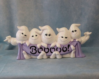 Halloween Ghosts Boo Sign, Ceramic Ghosts, Hand Painted Ghost Sign, Halloween Sign, Boo Ghosts Sign, Halloween Ceramic, Halloween Decoration