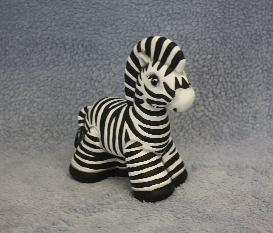 Black and White Striped Zebra, Miniature Zebra, Ceramic Zebra, Hand