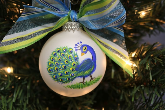 Peacock Ornament, Peacock Personalized Ornament, Custom Peacock