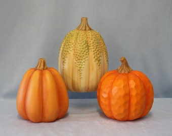 Hand Painted Ceramic Pumpkin: Fall Decor, Halloween Decoration