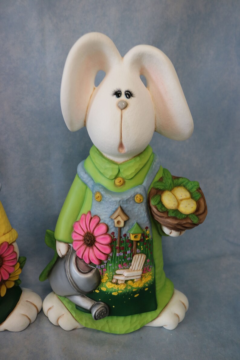 Hand-painted Ceramic Rabbits: Spring Garden Decor Set - Etsy