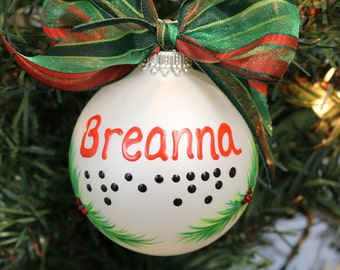 Braille Ornament, Ornament with Name in Braille, Christmas Braille Ornament, Keepsake Braille Ornament, Hand Painted Braille Ornament