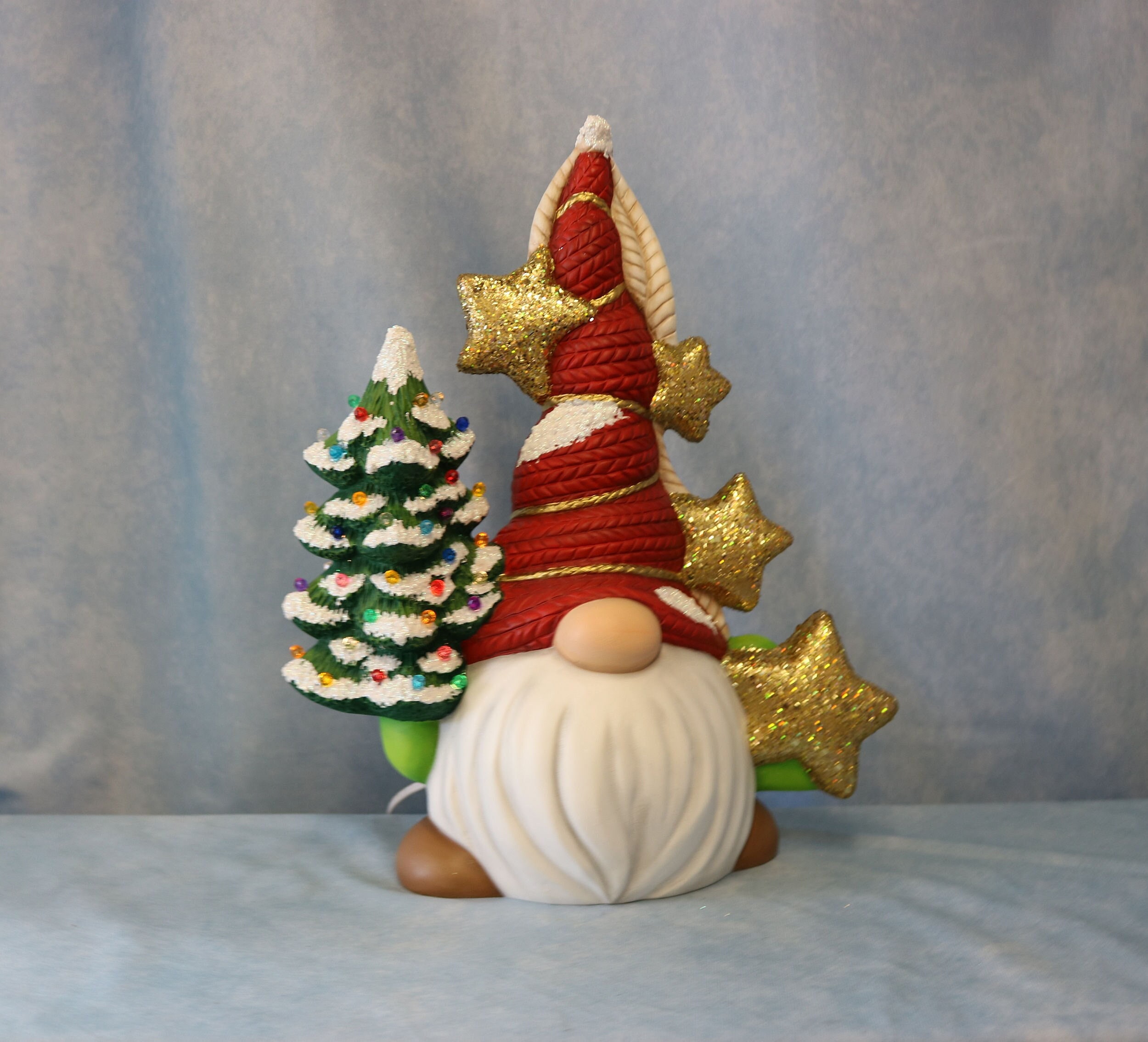 Gnome With Lighted Tree, Christmas Gnome Olaf, Lighted Tree With