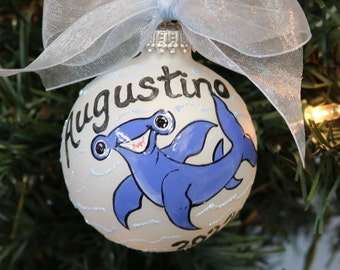 Hand-Painted Hammerhead Shark Ornament: Personalized Keepsake Gift