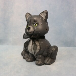 Ceramic Black Cat Softy, Black Cat Decoration, Ceramic Kitty Cat, Hand Painted Cat, Vintage Kimple Softee Cat, Halloween Decoration Cat Gift image 4