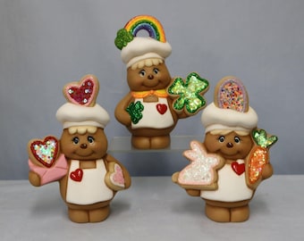 Hand-Painted Gingerbread Ceramic Figurine: Spring Holiday Decoration
