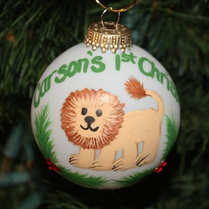 Personalized Lion Ornament: Hand-Painted Keepsake