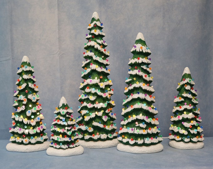 Lighted Tree Ceramic, Hand Painted Ceramic Christmas Tree, Ceramic Tree