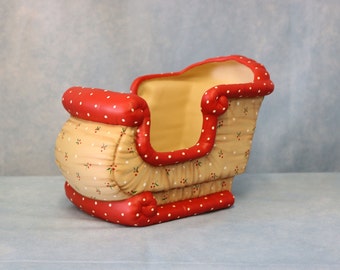 Ceramic Sleigh, Hand Painted Softy Sleigh, Stuffed Sleigh, Christmas Sleigh, Kimple Softee Sleigh, Holiday Gift Sleigh, Christmas Gift