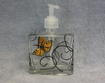 Monarch Butterfly Soap Dispenser, Hand Painted Monarch Soap Dispenser, Liquid Soap Dispenser, Pump Soap Dispenser