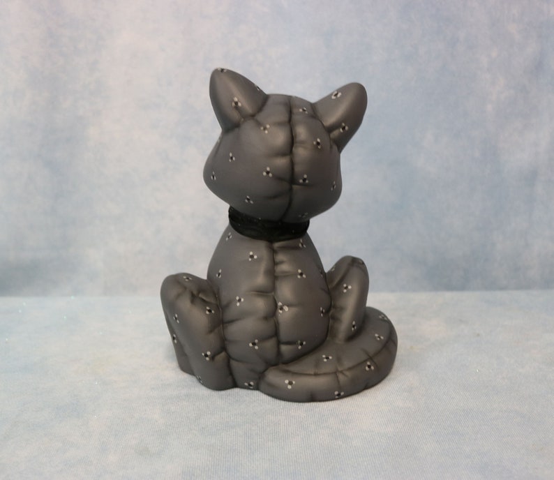 Ceramic Black Cat Softy, Black Cat Decoration, Ceramic Kitty Cat, Hand Painted Cat, Vintage Kimple Softee Cat, Halloween Decoration Cat Gift image 7