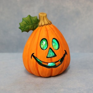 Hand Painted Ceramic Jack O&#39; Lantern: Color Changing Halloween Decor
