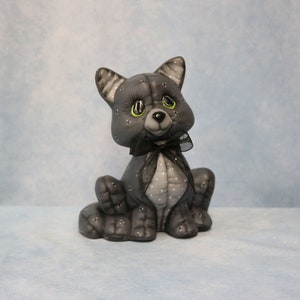 Ceramic Black Cat Softy, Black Cat Decoration, Ceramic Kitty Cat, Hand Painted Cat, Vintage Kimple Softee Cat, Halloween Decoration Cat Gift image 6