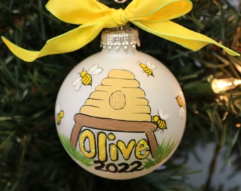 Bumble Bee Ornament, Personalized Bee Ornament, Custom Honey Bee Gift, Christmas Bumble Bee ornament, OOAK Bee, Keepsake Bee Gift