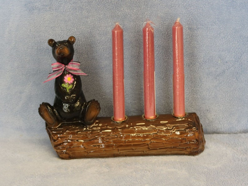 Bear Candle Holder Black Bear Ceramic Candle Holder Etsy