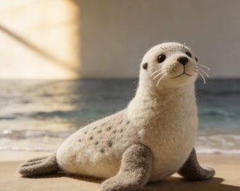 Needle Felted Seal Plush Toy Handmade, Cute Seal Stuffed Animal, Wool Felt Ocean Animal Doll, Kawaii Sea Creature Gift