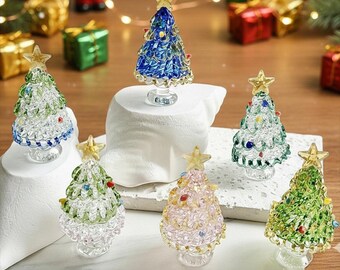 Mini Glass Christmas Trees | Handcrafted Holiday Ornaments | Colorful Christmas Decor | Gift for Her, Him, or Home | Gift for Christmas