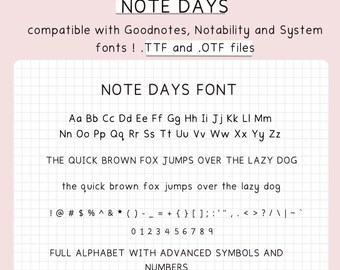 Cozy Handwritten Font: Note Days for GoodNotes, Notability (OTF & TTF Digital Download)