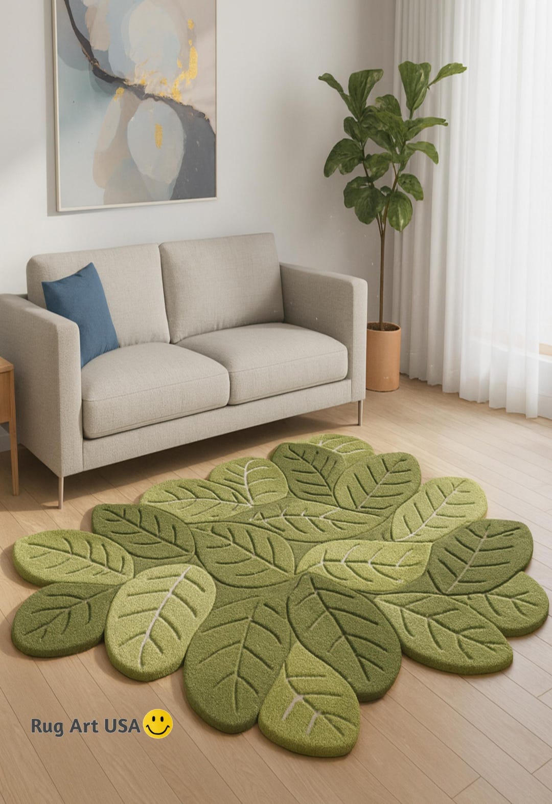 Uunique Green Rugs Handmade Tufted Nature Inspired Green Wool Rug for Living Area - Etsy