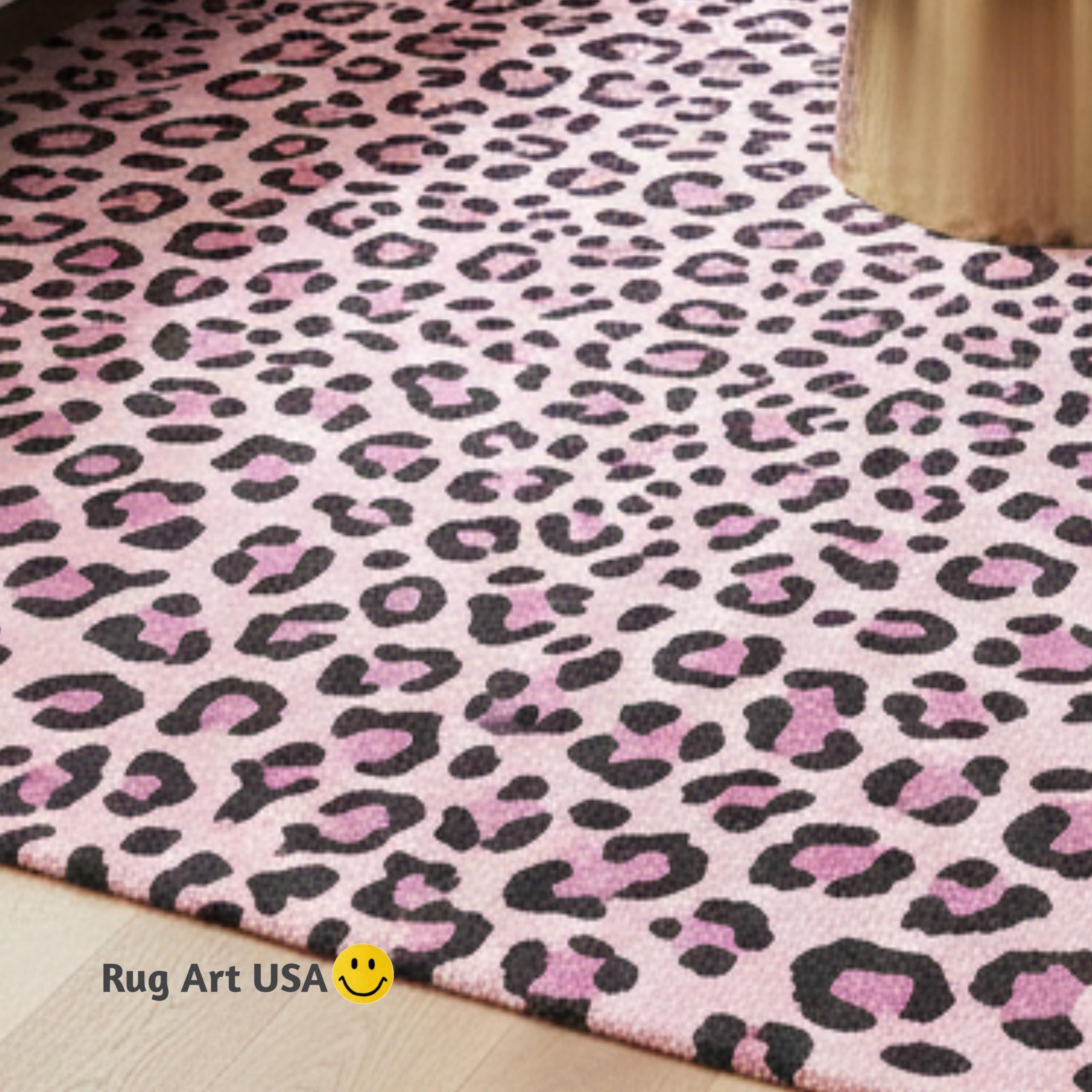 Leopard Print Pink Colour Rug 8x10 Feet for Living Area, Bedroom ...