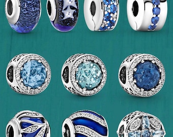 S925 sterling silver Blue series Pandora jewelry charms