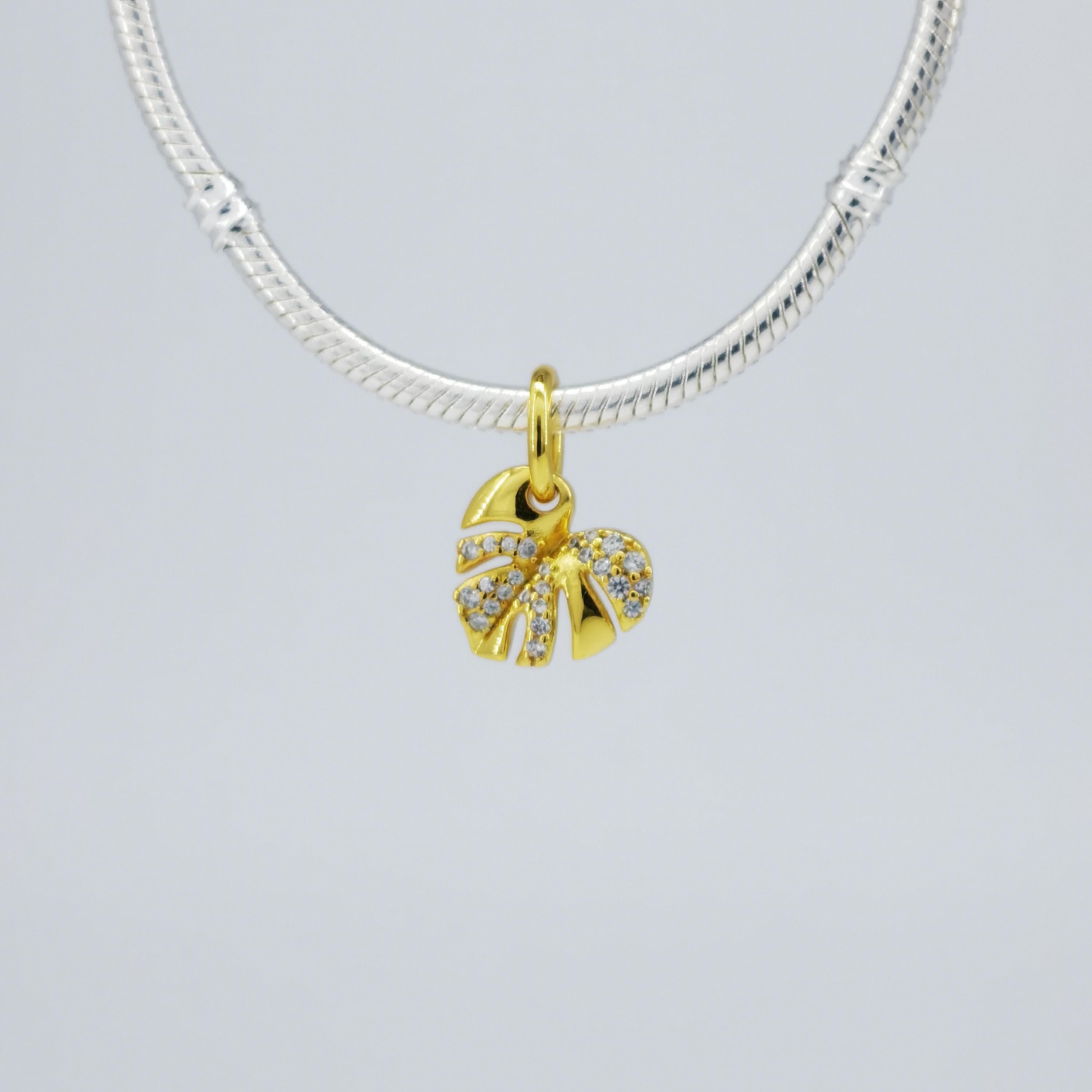 Pandora Sparkling Monstera Leaf Dangle Silver Charm - Etsy