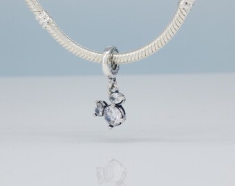 S925 Sterling Silber Disney Mickey Mouse funkelnden Kopf Silhouette baumeln Anhänger