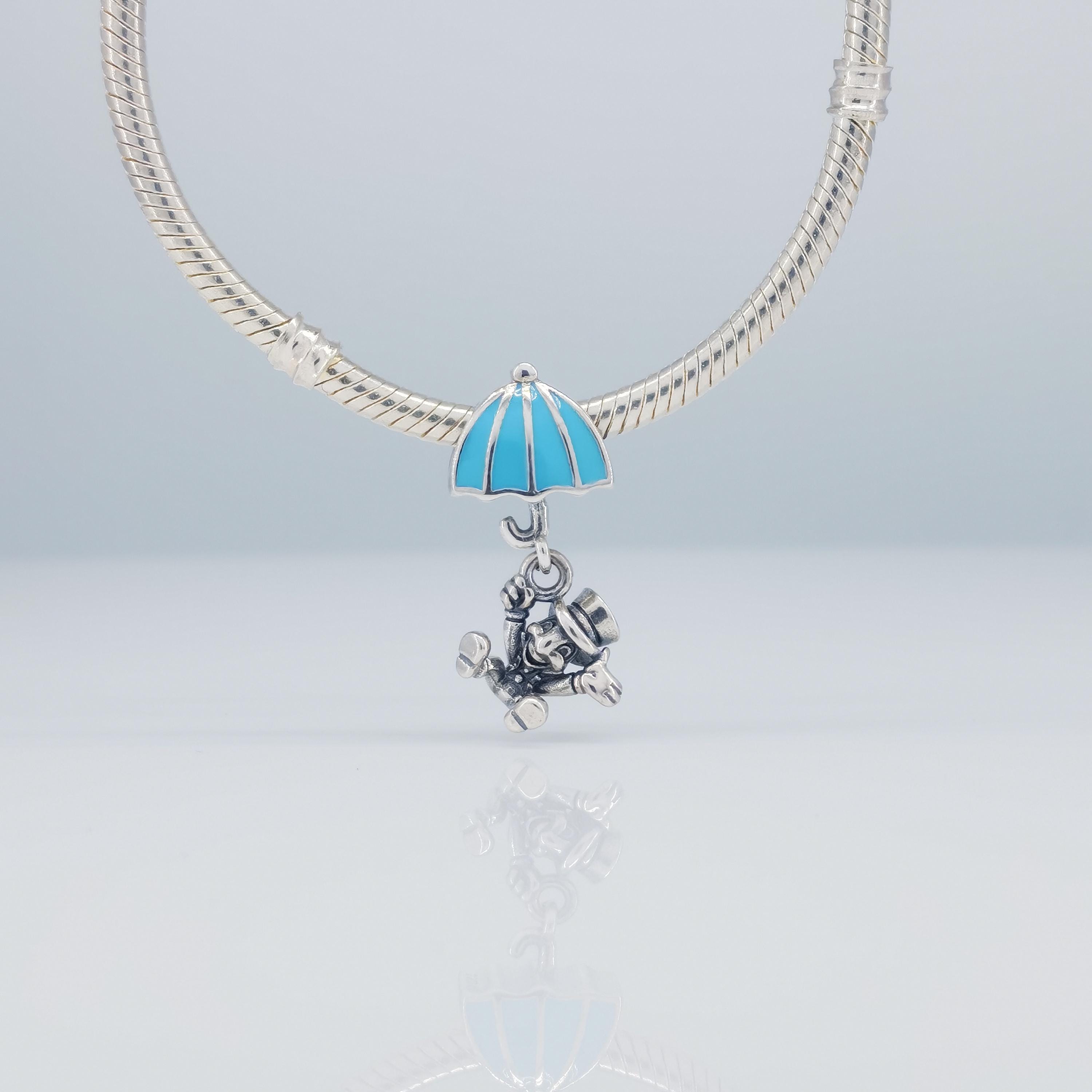 Pandora Retired Sterling Silver Disney Jiminy Cricket and Umbrella