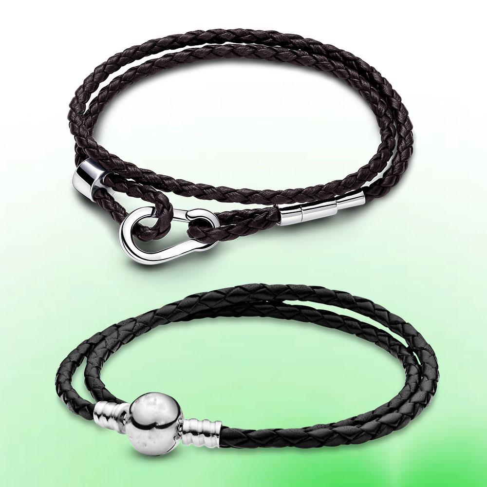 Pandora S925 Sterling Silver Multi-color Jewelry Bracelet Leather
