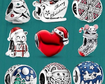 Charm de joyería Pandora de la serie navideña en plata de ley S925