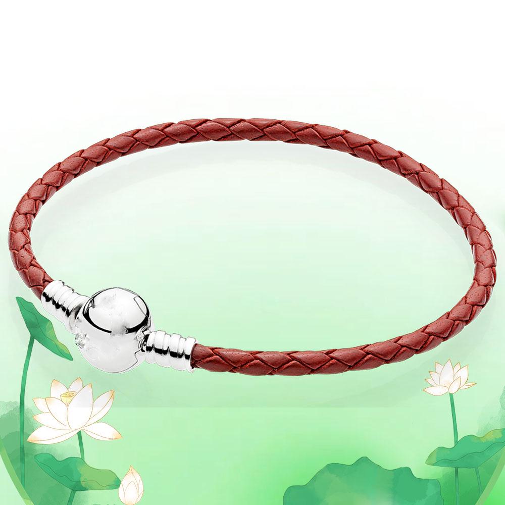 Pandora S925 Sterling Silver Multi-color Jewelry Bracelet Leather