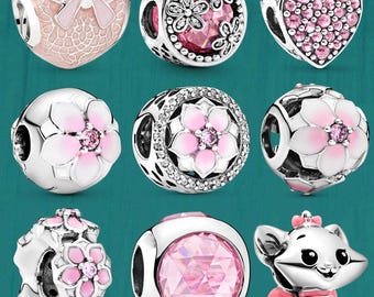 S925 sterling silver pink series Pandora jewelry charms