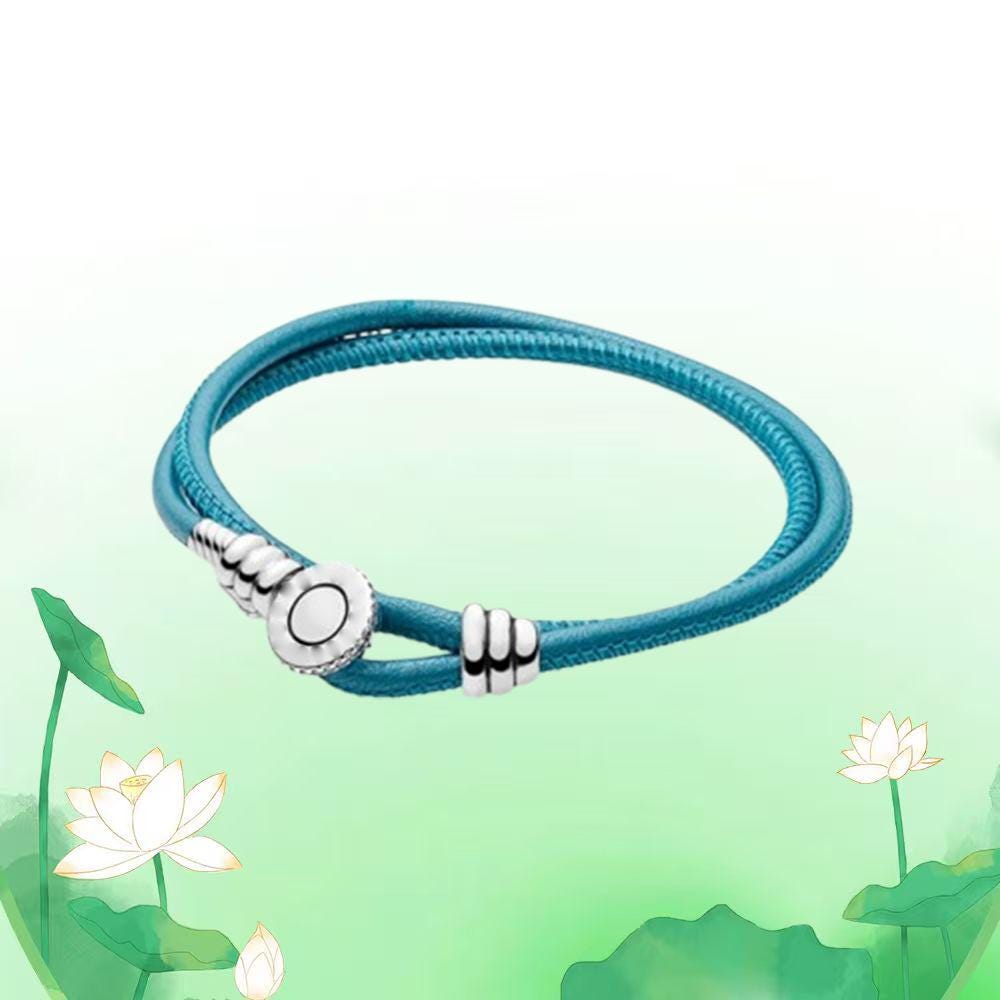Pandora S925 Sterling Silver Multi-color Jewelry Bracelet Leather
