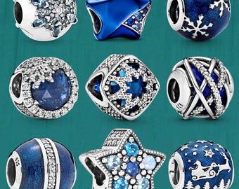S925 sterling silver Blue series Pandora jewelry charms