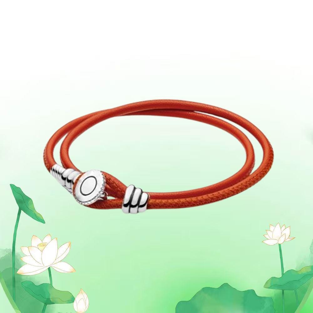 Pandora S925 Sterling Silver Multi-color Jewelry Bracelet Leather