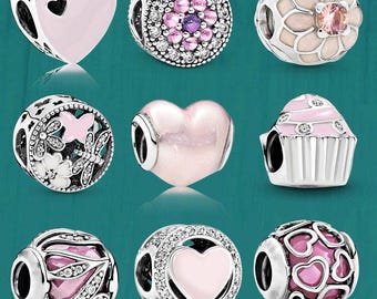 S925 sterling silver pink series Pandora jewelry charms