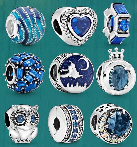 S925 sterling silver Blue series Pandora jewelry charms