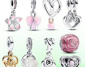 S925 Sterling Silver Pink Heart Series Pandora Jewelry Charm