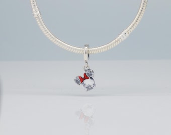 Wisiorek Pandora z sylwetką Myszki Minnie Disneya ze srebra próby 925