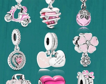 S925 sterling silver pink series Pandora jewelry charms