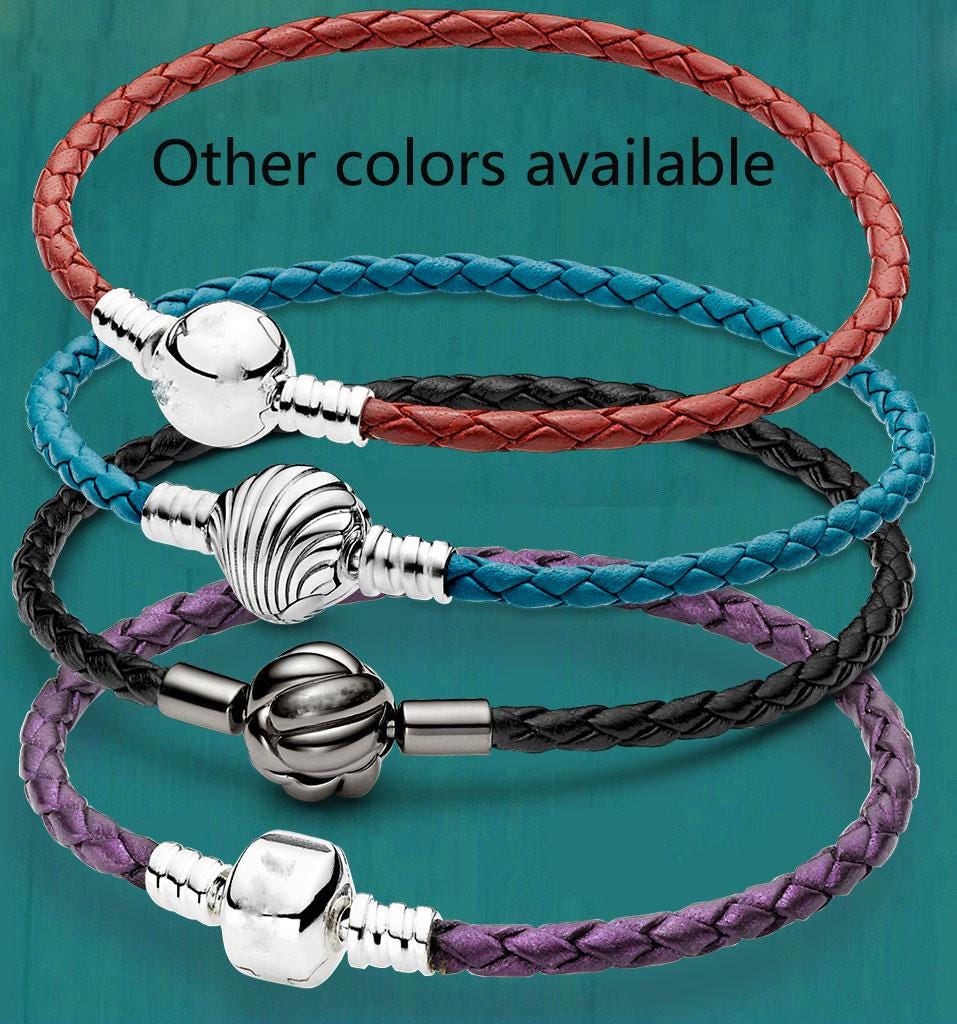 Pandora S925 Sterling Silver Multi-color Jewelry Bracelet Leather