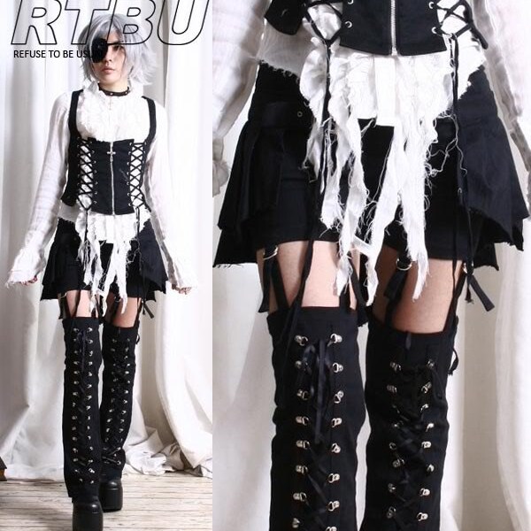 Aristocrat Gothic Lolita Punk EGL Suspender Pants Corset LegWarmer Pleated Bat Kilt Skirt Wrap