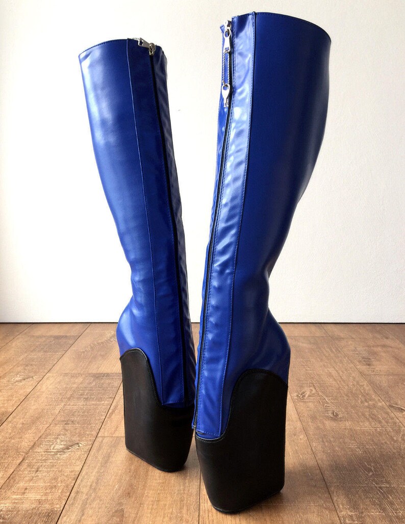 blue wedge boots