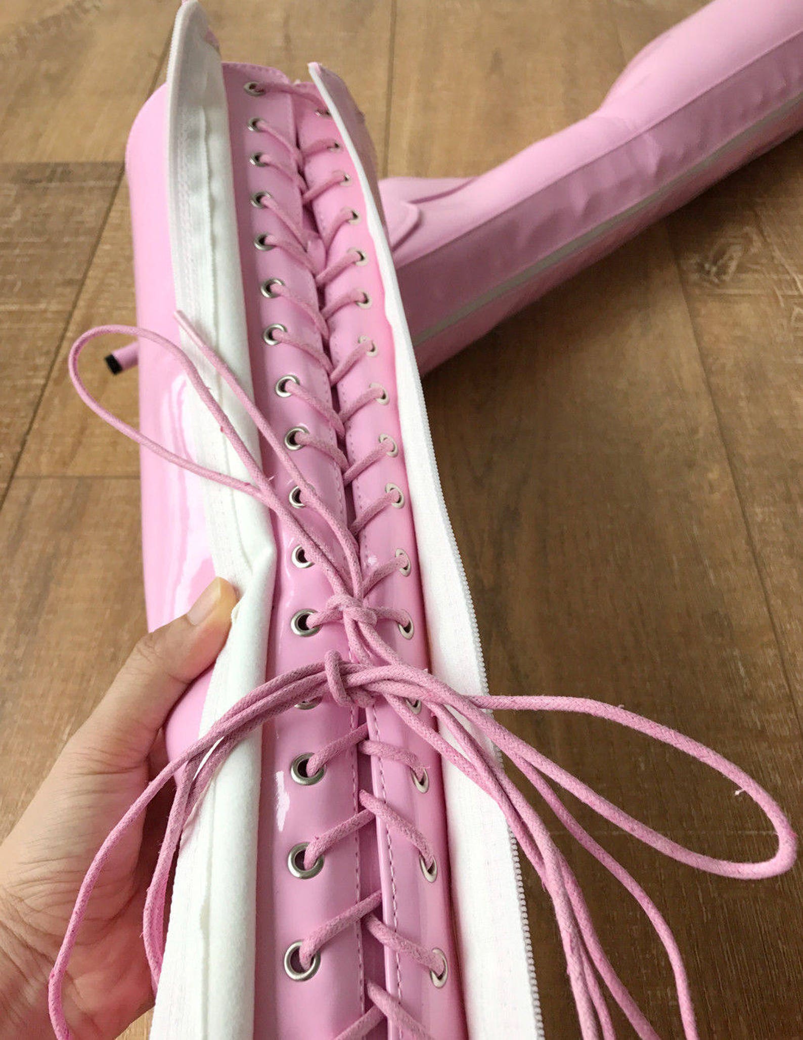 secret ii ballet pointe boots fetish pinup ballet lockable zipper light pink