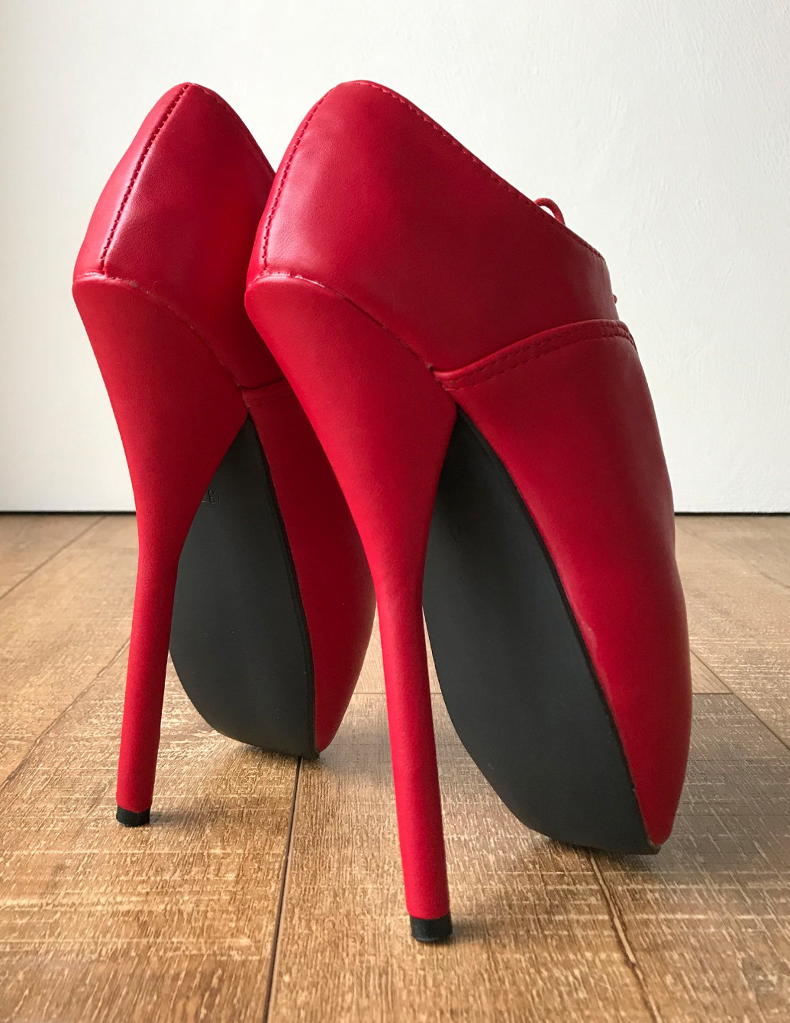 chaplin ballet stiletto fetish oxford pointe booties red matte